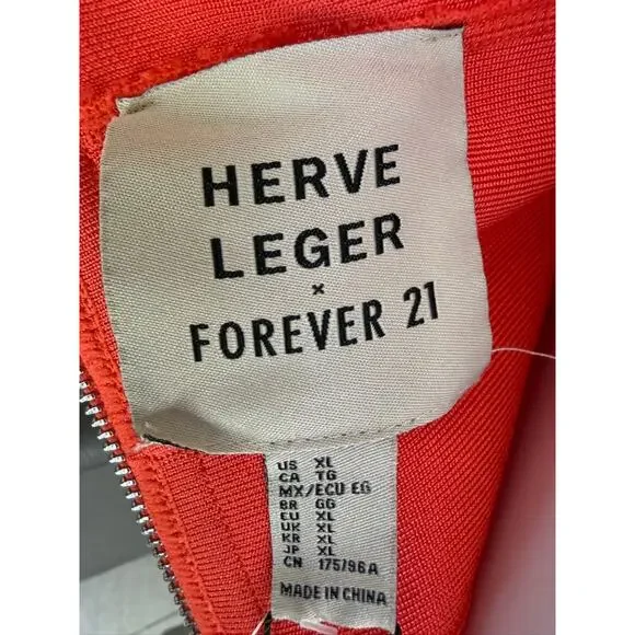 Hervé Léger x Forever 21 Bandage Dress Orange Cutout NWT XL - Picture 4 of 6